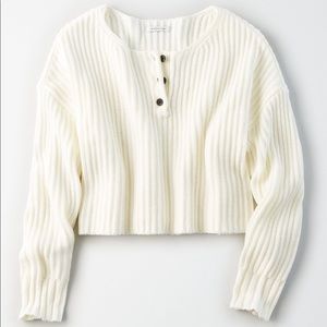 AE Cropped Henley Sweater